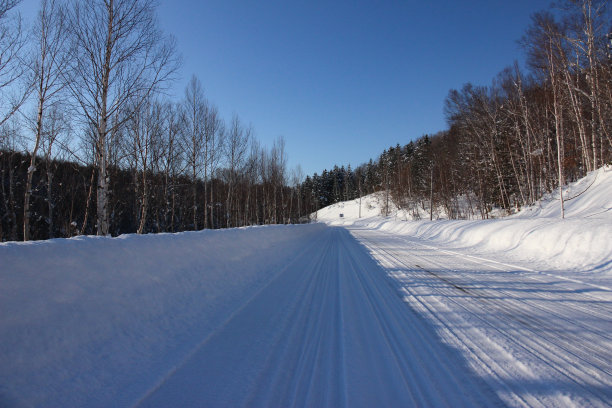 冬天的路在Biei图片下载