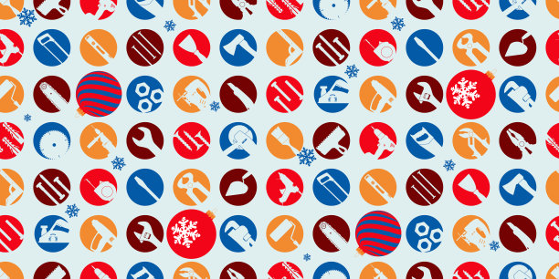 圣诞无缝模式的建筑维修工具。向量。图片下载