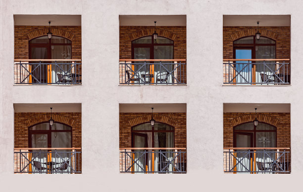 新建筑的窗户和阳台图片下载