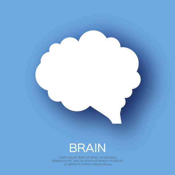 脑剪纸风格。折纸思考蓝色背景上的设计。云泡沫。图片下载