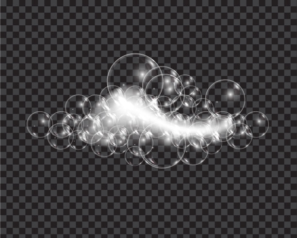 沐浴泡沫肥皂与气泡隔离矢量插图透明背景。洗发水和肥皂泡沫泡沫向量插图。图片下载