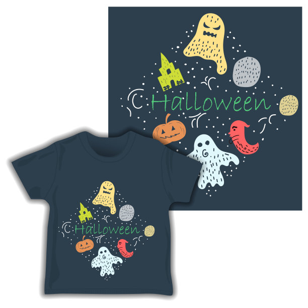 孩子们幼稚的万圣节无缝模式矢量插图图片下载