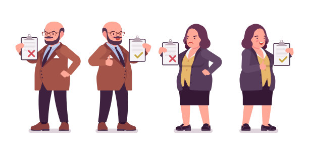 身材丰满的男人和曲线美的女人，赞同与反对图片下载