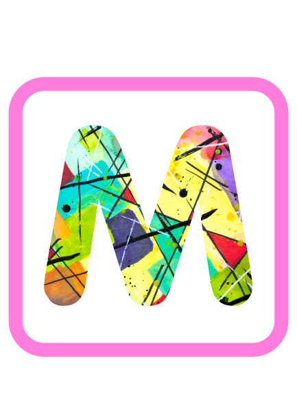 抽象绘画水彩印刷字母M图片下载