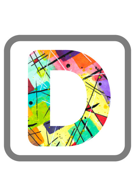 抽象绘画水彩印刷字母D素材图片