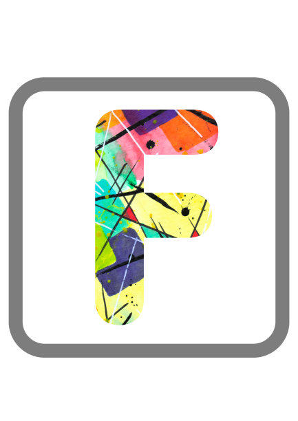 抽象绘画水彩印刷字母F图片下载