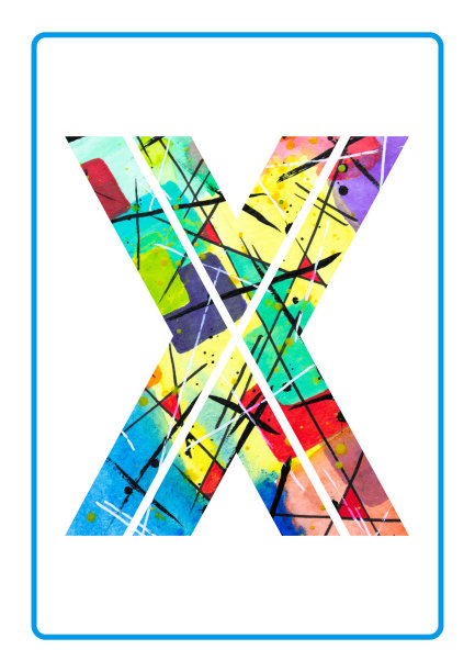 抽象绘画水彩印刷字母X图片下载
