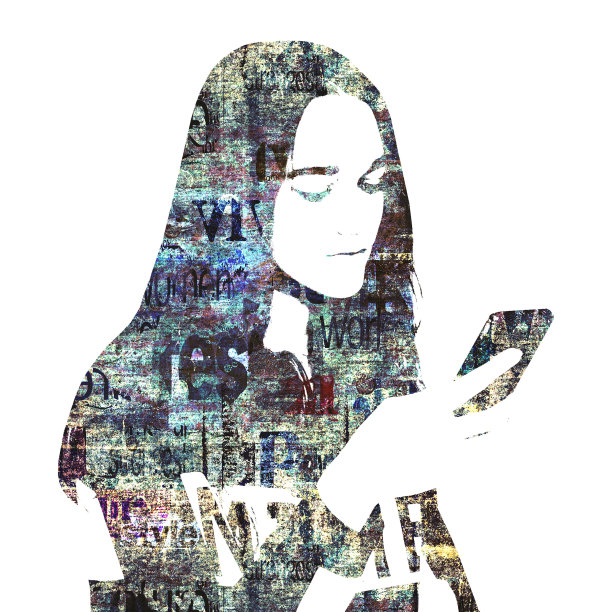 混合媒体。当代艺术时尚女性肖像。美丽的女性的脸。图片下载