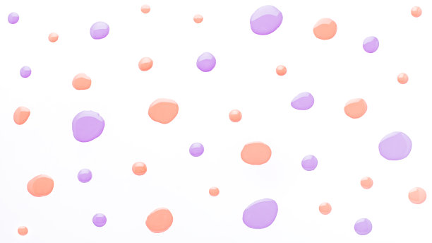 指甲油滴图案与空白框架在中心背景时髦的橙色和紫色。抽象画圈背景为美与时尚，复制空间图片下载