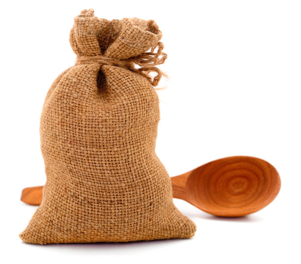 小麦种子袋和勺。图片下载