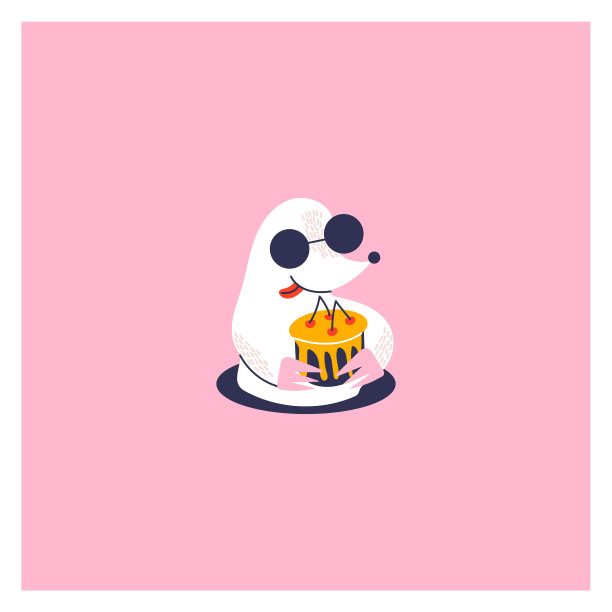 可爱痣的图标。有趣的动物和甜蜜的蛋糕。图片下载