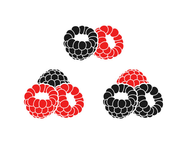 树莓和黑莓的标志。孤立的树莓在白色背景上图片下载