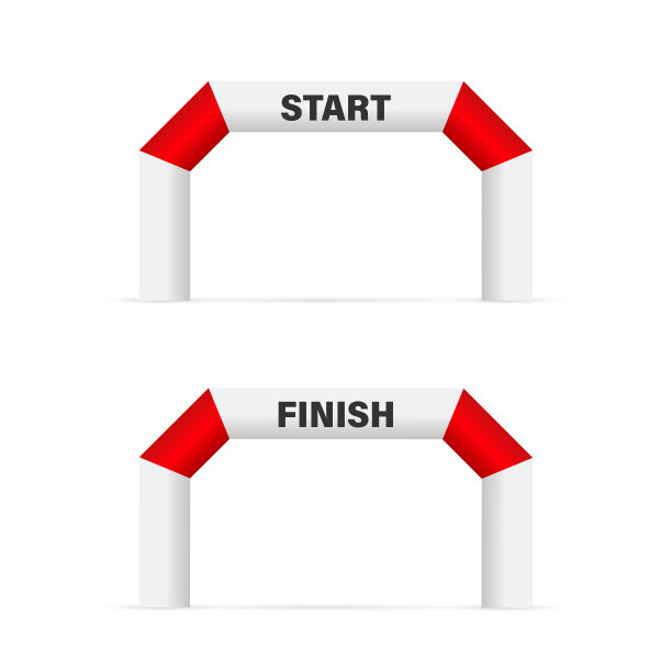 充气拱门。体育活动。马拉松比赛的概念。矢量插图。图片下载