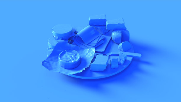 蓝色美味什锦奶酪板图片下载