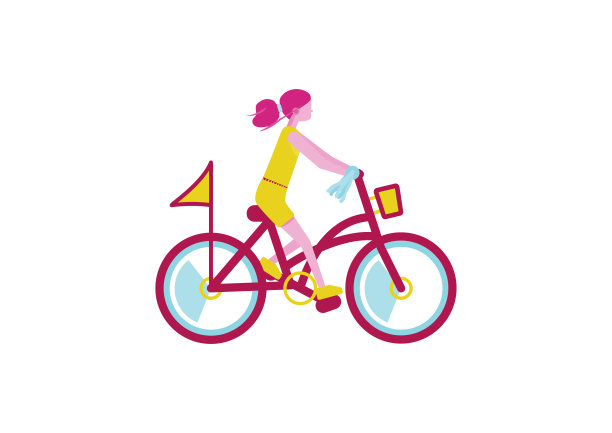 女孩正在骑自行车。图片下载
