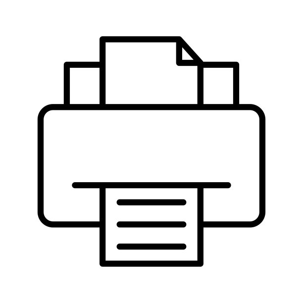 打印机图标线向量设计模板上的白色背景图片下载