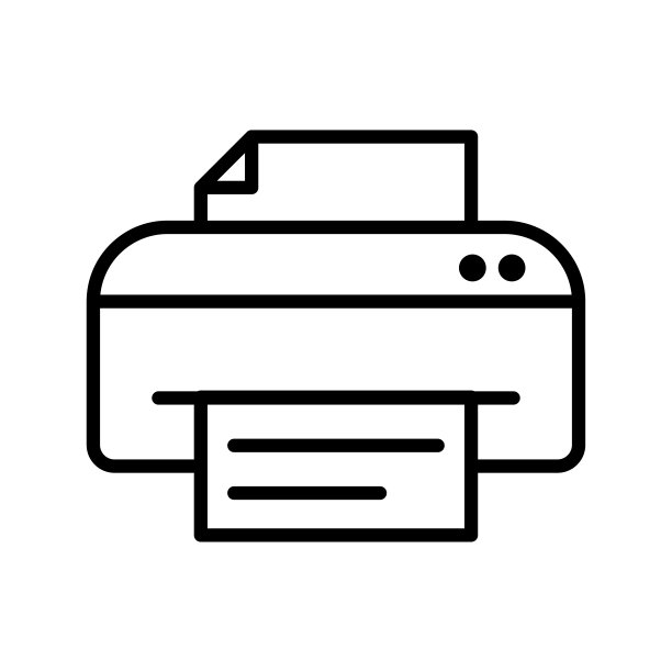 打印机图标线向量设计模板上的白色背景图片下载