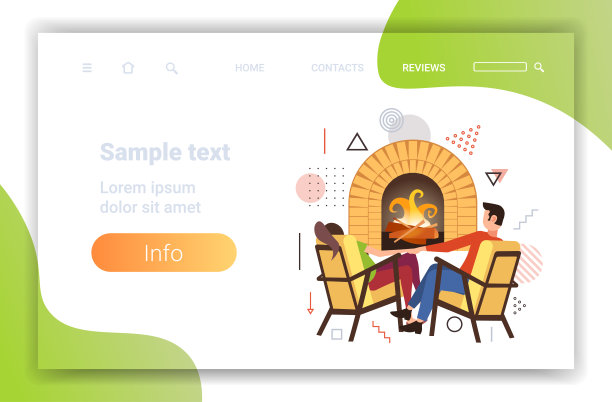 夫妇坐在壁炉附近的圣诞新年假期庆祝概念男人女人牵着手放松在圣诞晚上拷贝空间水平后视图图片下载