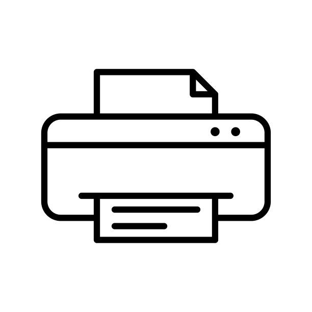 打印机图标线向量设计模板上的白色背景图片下载