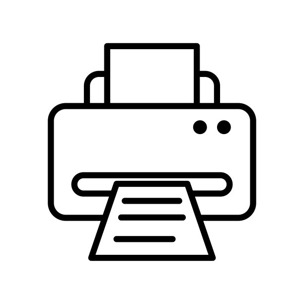 打印机图标线向量设计模板上的白色背景图片下载