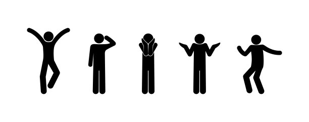 Stick figure people, various pose of a person, delight, surprise and gentle插图图片下载