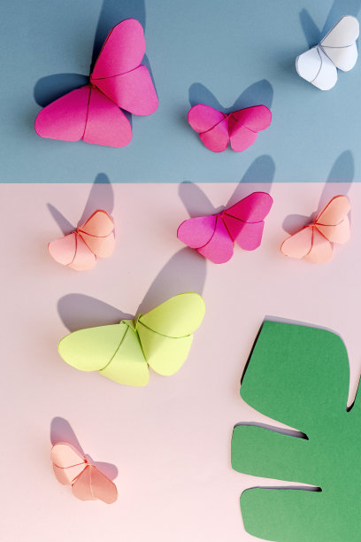 五颜六色的折纸蝴蝶图片下载