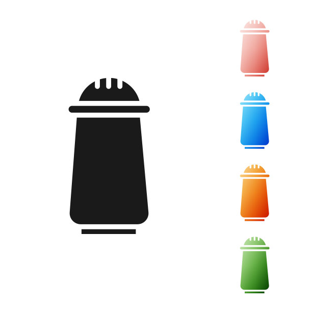 黑色盐和胡椒图标孤立在白色背景。烹饪的香料。设置图标丰富多彩。矢量图图片下载