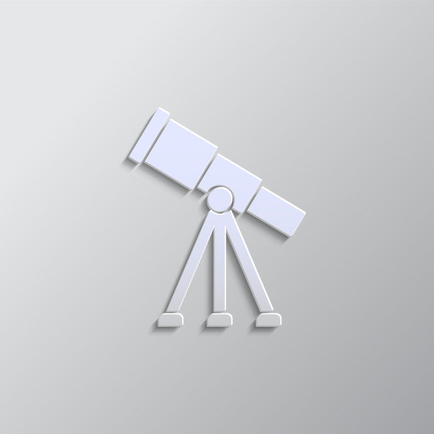 天文台，望远镜，图标纸样式。灰色矢量背景图片下载