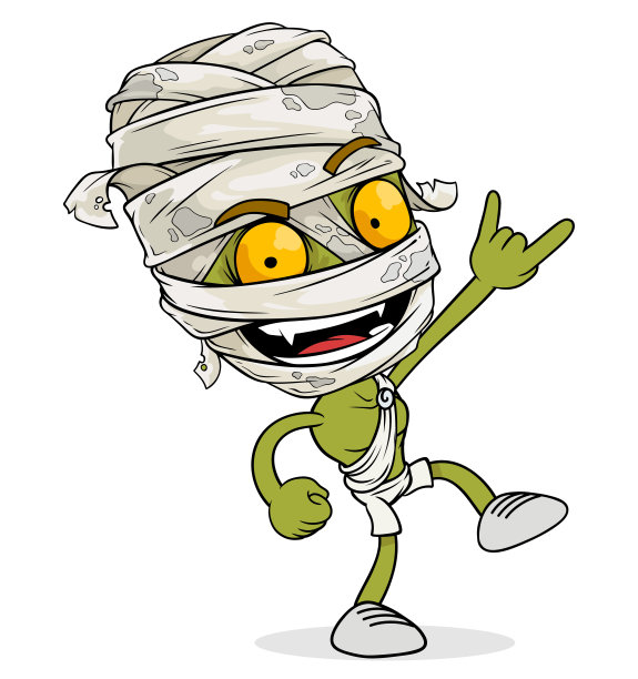 卡通有趣的绿色埃及木乃伊男孩的性格图片下载