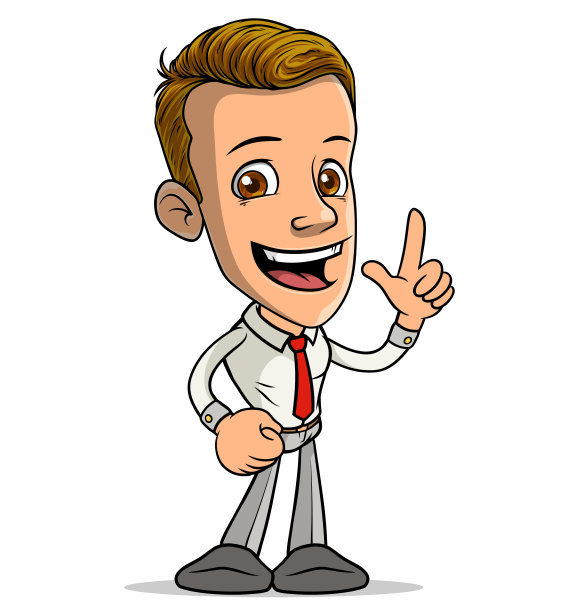 卡通有趣的男孩人物显示食指向上图片下载