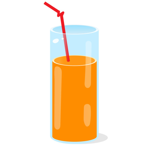 彩色图像的一杯橙汁与一根吸管在白色的背景。食物和饮食。矢量插图。图片下载