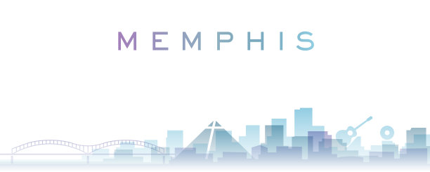 孟菲斯透明层渐变地标天际线图片下载