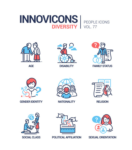 多元化概念线设计风格图标集图片下载