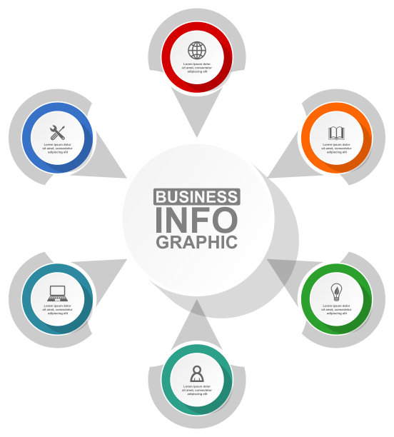 业务图，矢量圆形信息图模板，web展示在6个选项图片下载