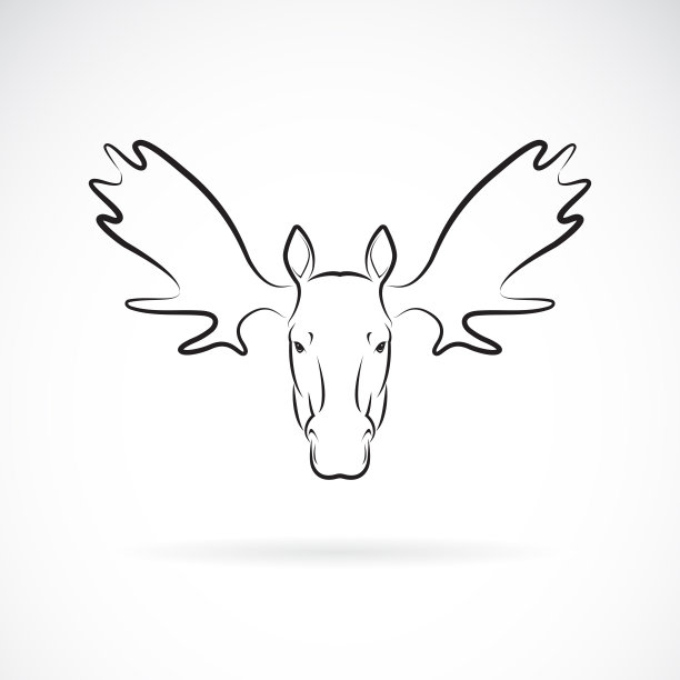 向量麋鹿头设计在白色的背景。野生动物。易于编辑的分层矢量插图。图片下载
