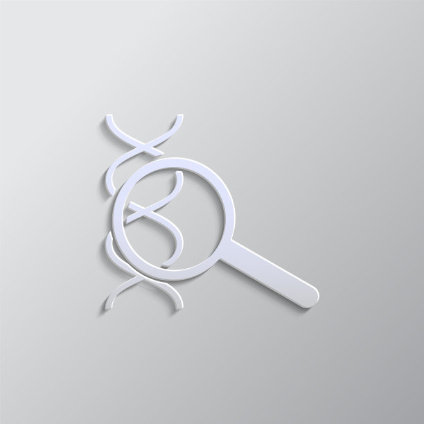 Dna，放大镜，图标纸样式。灰色矢量背景图片下载