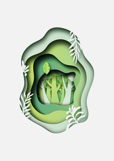 04.绿色植物和森林剪纸抽象背景图片下载