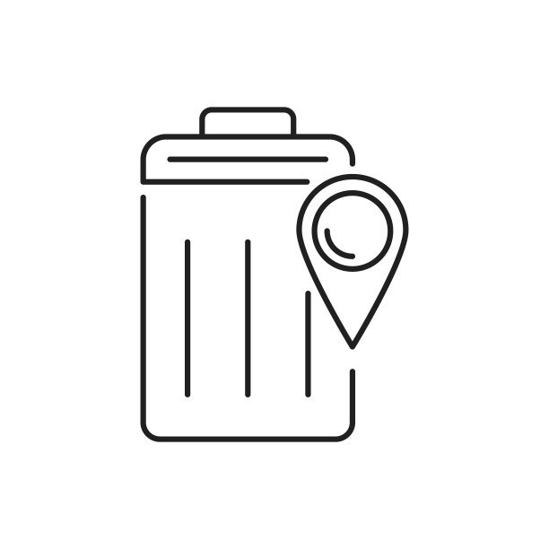方向针垃圾桶图标。简单的线条，轮廓矢量导航图标的用户界面和用户体验，网站或移动应用程序图片下载