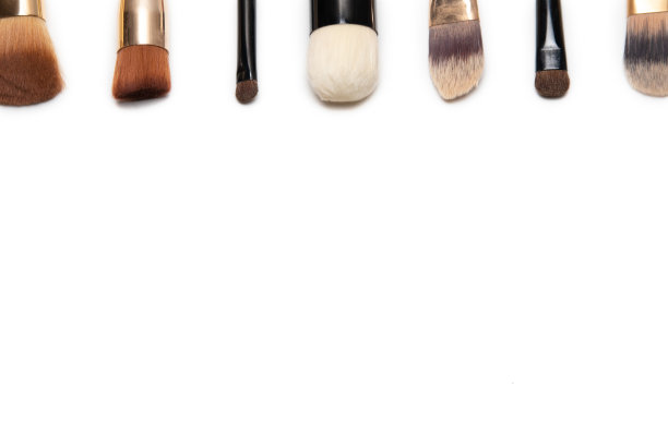 一套化妆刷脸部和眼睛。面部化妆必备工具。图片下载