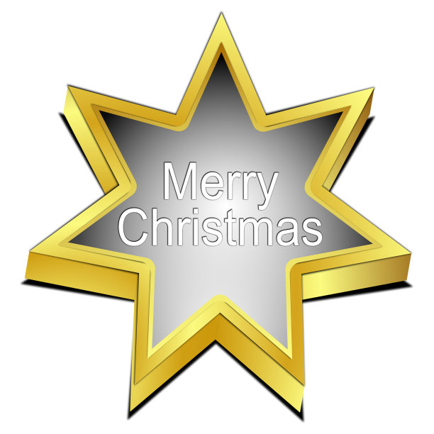 星星按钮圣诞快乐- 3d插图图片下载