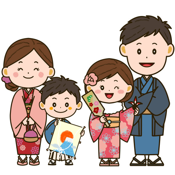 新年假期家庭团聚的插图图片下载