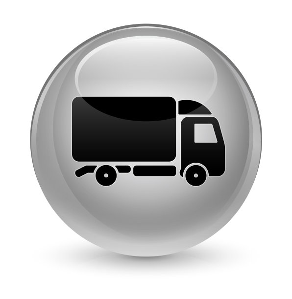 卡车图标玻璃白色圆形按钮图片下载