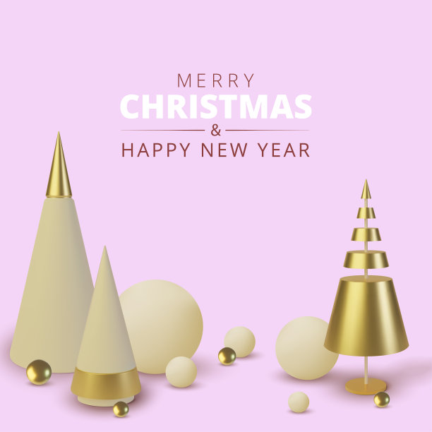 金属金3D圣诞树。现实抽象背景与3d。贺卡，2020年新年快乐和圣诞邀请。矢量图图片下载