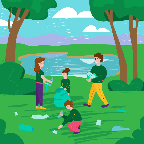 志愿者清理湖边的森林。图片下载