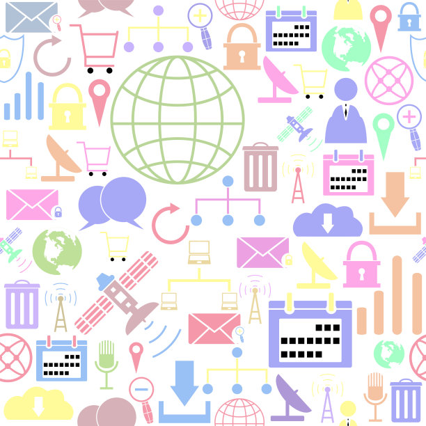 Internet无缝图案背景图标。图片下载