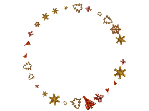 圣诞球。金色的圣诞装饰孤立在白色。新年晚会背景。平面设计。本空间图片下载