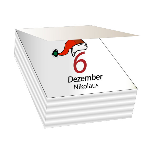 德国日历圣诞老人12月6日白色背景图片下载