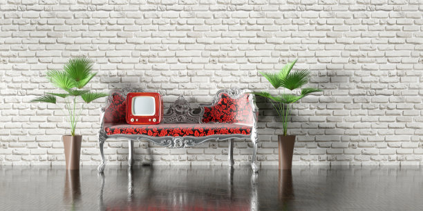 复古的电视，复古的沙发，复古的室内图片下载