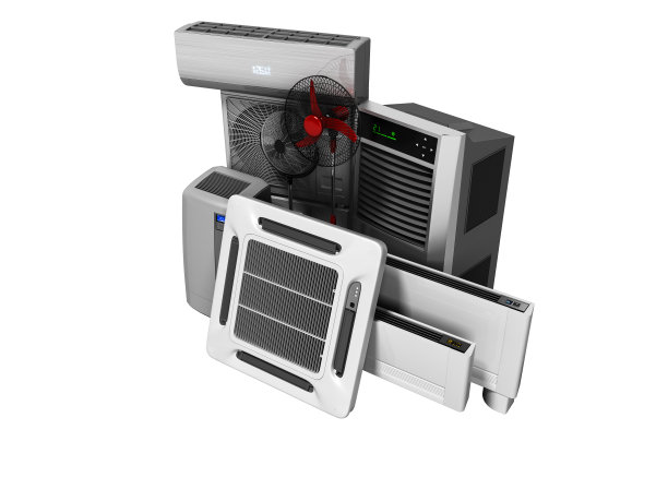 制冷和空调设备的概念组和绝缘3d渲染在白色背景上没有阴影图片下载