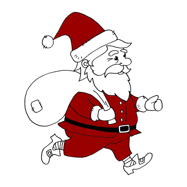 圣诞老人。新年和圣诞节的线条艺术，涂鸦，素描，手绘。简单的颜色字符为贺卡，日历，印刷品，儿童着色书图片下载
